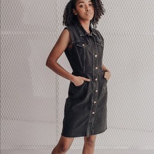 Etica Distressed Black Denim Dress NWT